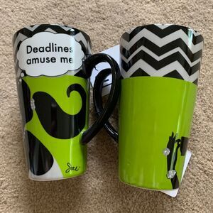 2 Deadlines Amuse Me Carson Ceramic Latte Cups NWT